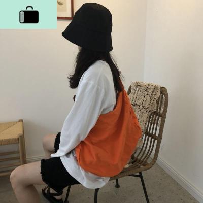 2020橘色斜挎包纯色百搭大容量街拍橙色帆布包男女单肩包简约包包NEW LAKE 骚橘/比图片亮女斜挎包