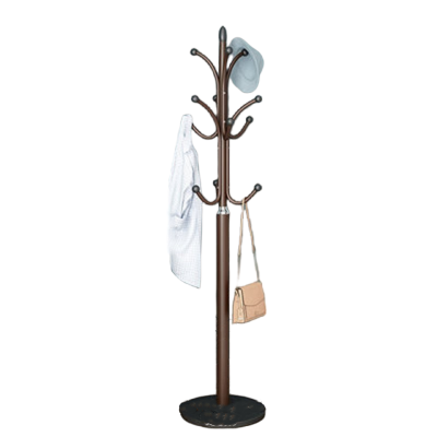 戴劲 简约衣帽架落地卧室衣架立式铁艺衣服架子家用客厅包架现代挂衣架 棕色