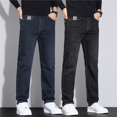 秋冬新款牛仔裤男刺绣高端修身弹力潮牌男士长裤子时尚百搭男裤子