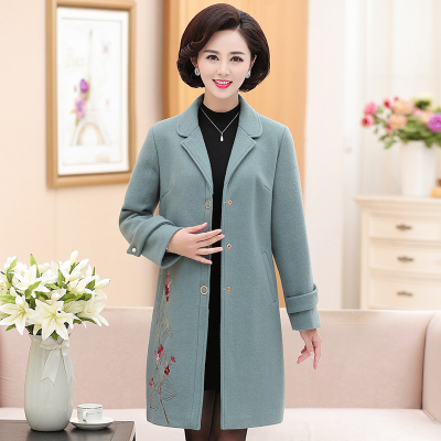 中老年女装秋冬装中长款毛呢外套中年女人40岁50妈妈上衣呢子大衣