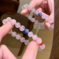 天然粉水晶蓝晶石手串女款高级感适合夏天的手链高颜值学生党送女朋友老婆情人节七夕生日礼物