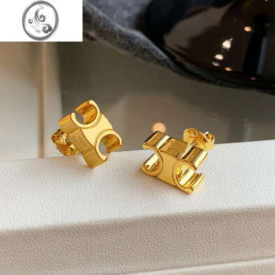 JiMi金色凯旋门银银耳钉小众轻奢高级感耳环女精致气质欧美复古耳饰