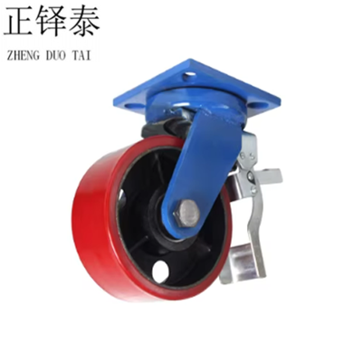 正铎泰 重型铁芯聚氨酯轮 刹车万向轮6寸150mm /个