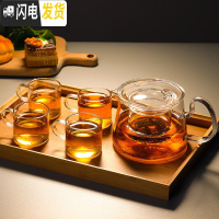 三维工匠玻璃茶壶单壶可高温泡茶壶茶水分离泡茶器过滤花茶壶小红茶具套 玲珑壶-白+品茗杯4个+长方形茶盘(壶把颜色可备注)