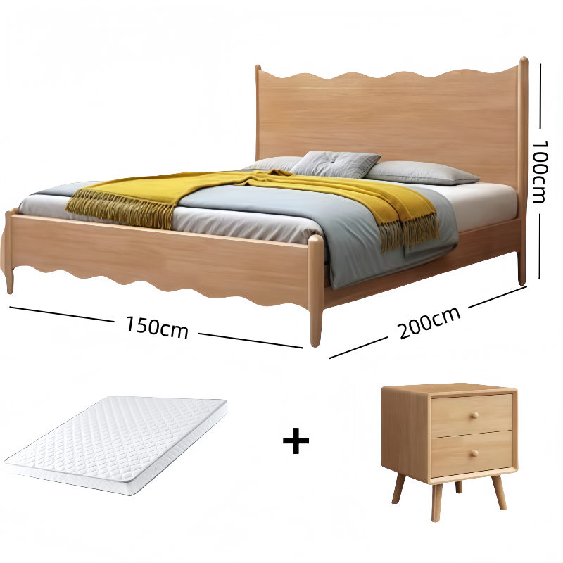 铭思沃全实木床+床垫+床头柜