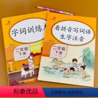 [正版]全套2册小学二年级下册字词训练本+看拼音写词语生字注音人教版语文课堂同步练习册专项训练题本一课一练摹写本练字帖