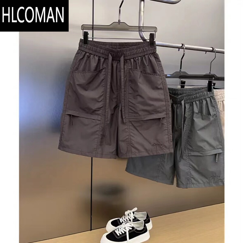 HLCOMAN夏季薄款激光打孔透气休闲短裤男士大口袋宽松速干冰丝运动五分裤