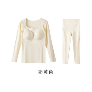 A类羽绒蚕丝孕妇保暖内衣女10A抑菌孕期秋衣秋裤保暖背心三件套装_628