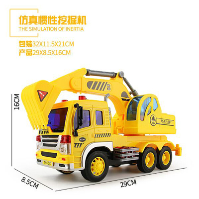 音乐警车救护车消防洒水车惯性儿童玩具男孩仿真工程汽车模型挖掘机随机送1个人偶