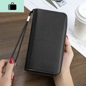 防盗刷卡包 多卡位男女式 拉链长款风琴大容量防磁卡片包RFID钱包NEW LAKE 黑色 黑色