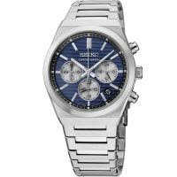 SEIKO/精工 Essentials系列男士手表 不锈钢三眼计时蓝盘商务休闲腕表