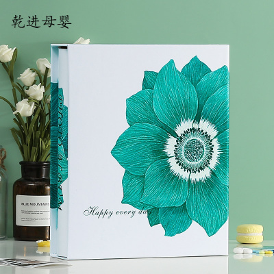 儿童节礼物新品直营-宝宝成长纪念册5寸6寸7寸200张相册本插页式家庭大容量影集记录册盒装款-素雅花7