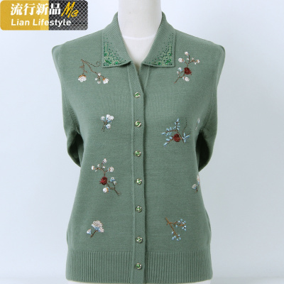 恋名媛中老年女装纽扣开衫上衣大码妈妈装针织衫秋冬薄款奶奶毛衫外套大码女装