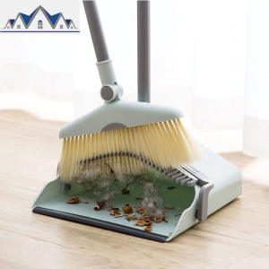 塑料防风扫把畚箕套装扫地清洁工具 家用带刮齿立式簸箕扫帚组合 三维工匠 默认颜色