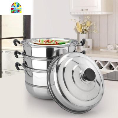 家用蒸锅不锈钢蒸锅3三层2二层带蒸笼家用汤锅蒸煮多用锅多灶通用 FENGHOU 28cm[四层加厚]