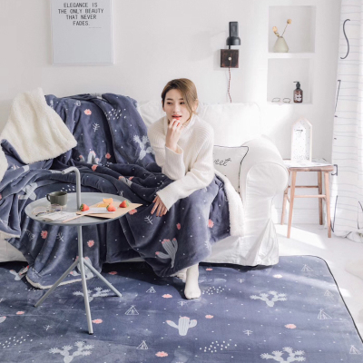 北欧简约时尚毛毯羊羔绒秋冬沙发盖毯加厚柔软双层休闲装饰毯子