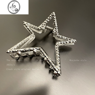 JiMi韩国简约五角星抓夹女夏季辣妹发量少发饰后脑勺半扎发鲨鱼夹发夹