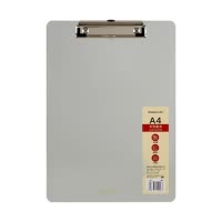 齐心 A7644 竖式注塑磨砂板夹 A4 透明墨灰