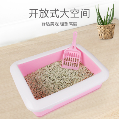 憨憨宠半封闭简约猫砂盆防外溅猫砂盆猫厕所防臭猫咪用品大空间蓝色大号