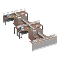 科朔 办公桌职员桌 员工桌 板式屏风桌 带小柜 八人位 KS-06L3024