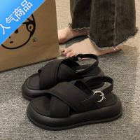 SUNTEK今年流行的凉鞋女夏季2023年新款网红超火百搭一字扣带露趾罗马鞋