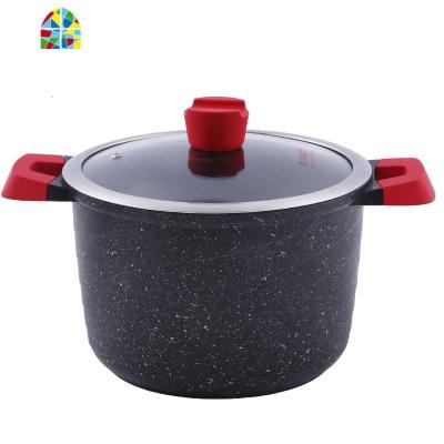 加深汤锅家用燃气电磁炉不粘锅具蒸锅双耳煮锅炖锅22 FENGHOU 22cm晶星石汤锅+硅胶勺(4.5L)