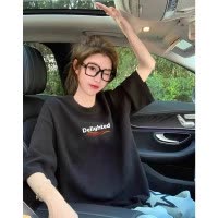 [1.5折价35元]唐狮夏季女圆领前胸发泡字母短袖T恤百搭气质减龄高级感潮流