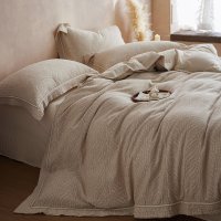 日式简约提花棉麻四件套新款床单被套吸湿透气四季床品