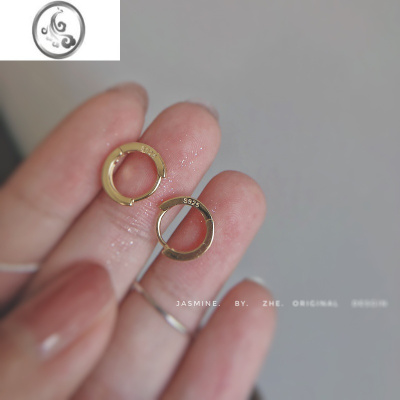 JiMi银银 法式的温柔白贝母镀14K耳圈 简约百搭款耳扣 办公室可带养耳