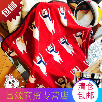 可爱卡通小毛毯珊瑚绒毯春秋季办公室午睡毯单人午休毯盖毯空调毯