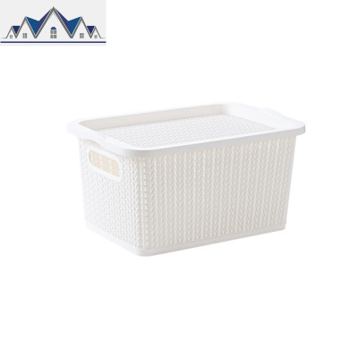 仿藤编有盖收纳箱衣服衣物整理箱塑料大号玩具收纳盒储物盒 三维工匠