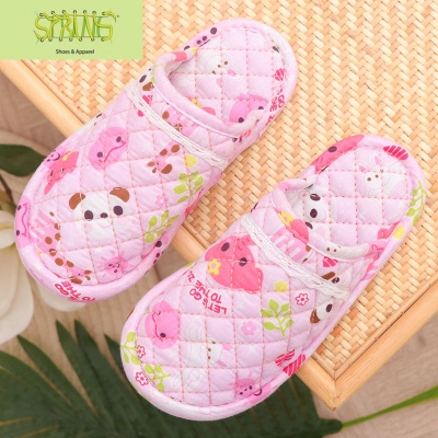卡通可爱小孩儿童棉拖鞋男女宝宝地板软底布底室内家用防滑冬天季语娄