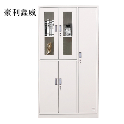 豪利鑫威钢制五门玻璃更衣柜员工柜铁皮职工储物柜带锁文件柜鞋柜资料柜子