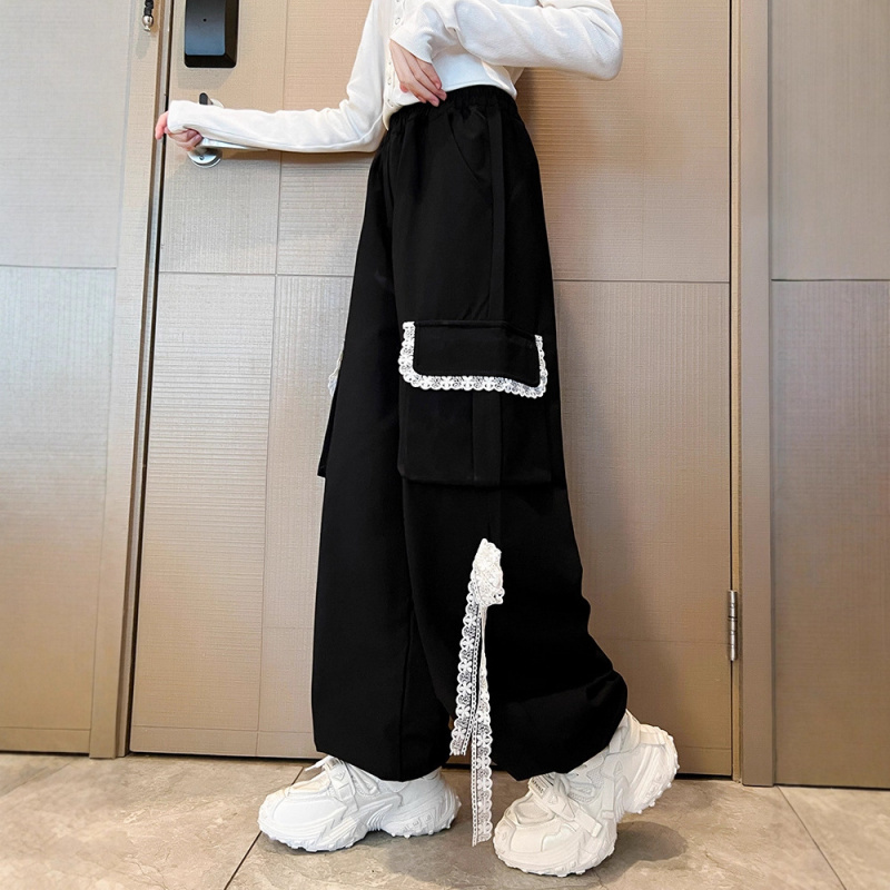 女童两穿工装休闲裤春秋新款直筒长裤儿童大童女孩初中生秋装