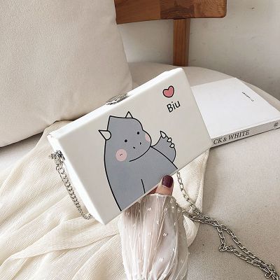 网红小包包女2020夏季新款可爱斜挎包百搭链条包小清新恐龙盒子包