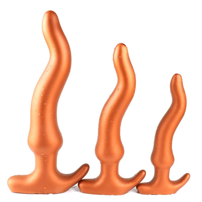 LURE 超长后庭肛塞硅胶情趣玩具后庭刺激肛条男用女用扩肛GAY成人玩具sm 蚀龙外出肛塞(金色+粗6.5+200ml油