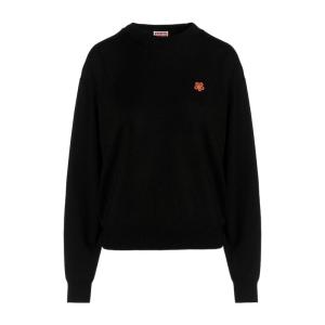 高田贤三(Kenzo)羊毛圆领毛衣女运动卫衣时尚百搭配色休闲套头衫