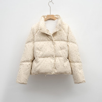 新冬新款立领小个子白鸭绒外套短款面包服小碎花羽绒服女