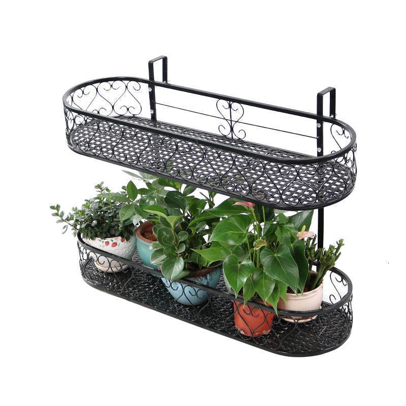 家柏饰(CORATED)阳台花盆挂架花架置物架铁艺多层挂式花盆架多肉装饰室内花架子 椭圆双层50*25*12CM