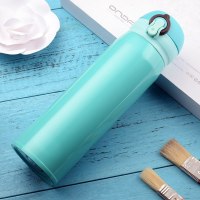 家柏饰(CORATED)大容量保温杯500ml男不锈钢水杯女学生便携刻字泡茶杯定制印logo 天蓝色