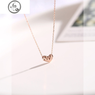 925纯银爱心项链女锁骨链 简约气质小众设计感玫瑰金心形吊坠 JiMi