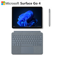 [配原装冰晶蓝键盘+触控笔]微软Surface Go4 10.5英寸 二合一平板电脑 亮铂金 N200 8G 128G 人脸识别 学生平板 轻薄笔记本