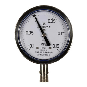 上自仪不锈钢压力表/隔膜/耐震式Y-100BF 接口M20×1.5 量程-0.1-0.15Mpa带三色环