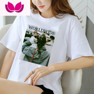 七斓t恤白色夏季女装短袖宽松大码2023年新款ins潮学生上衣服潮流洋气