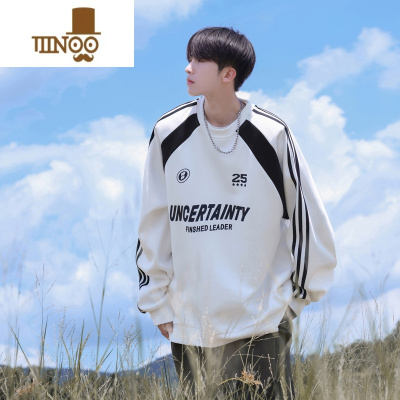 YANXU圆领卫衣男2023新款复古小众情侣街头vibe嘻哈运动情侣上衣