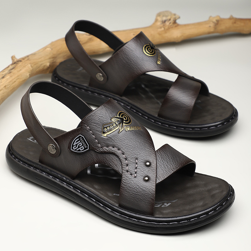 户外开车凉鞋男夏季软底凉拖鞋两穿休闲透气防滑沙滩鞋男