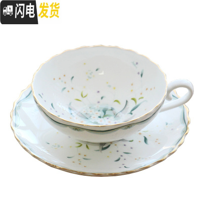 三维工匠咖啡杯套装欧式骨瓷荷口咖啡杯碟英式广口红茶杯田园风下午茶茶具 锦绣百合杯碟(130)咖啡器具