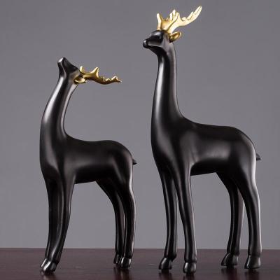 美帮汇简约现代情侣梅花鹿家居客厅装饰品摆件软装工艺品结婚电视柜