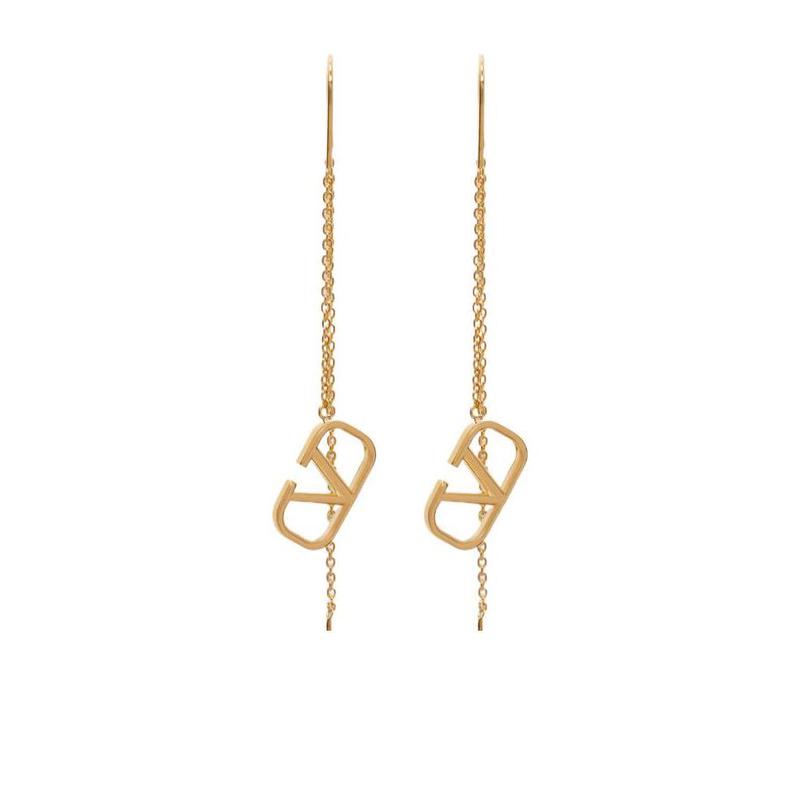 华伦天奴(Valentino)V标志吊式耳钉女款徽标标识时尚百搭配饰耳环