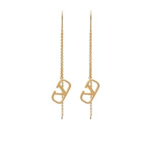 华伦天奴(Valentino)V标志吊式耳钉女款徽标标识时尚百搭配饰耳环